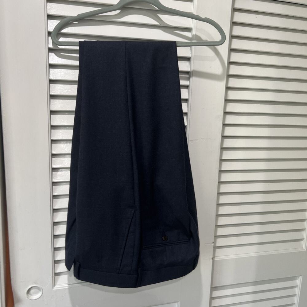 J Crew Dress Pants Mens 34x34 Dark Blue Bowery Slim Fit %100 Wool Trouser
